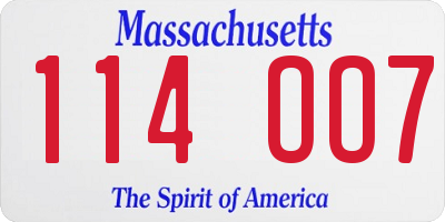 MA license plate 114OO7