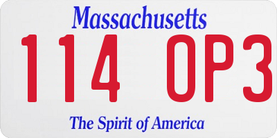 MA license plate 114OP3