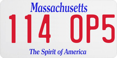 MA license plate 114OP5