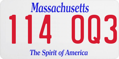 MA license plate 114OQ3