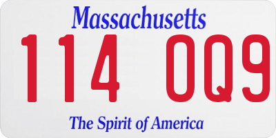 MA license plate 114OQ9