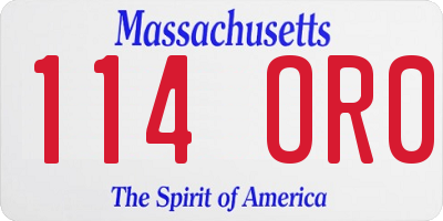 MA license plate 114OR0