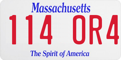 MA license plate 114OR4