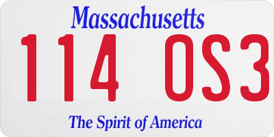MA license plate 114OS3