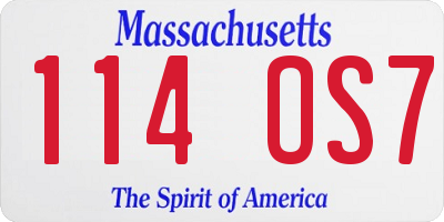 MA license plate 114OS7