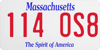 MA license plate 114OS8