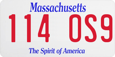 MA license plate 114OS9