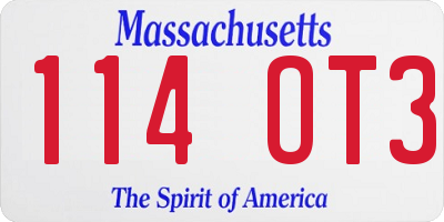 MA license plate 114OT3