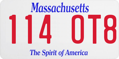 MA license plate 114OT8