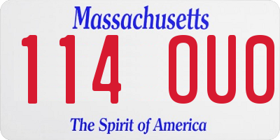 MA license plate 114OU0