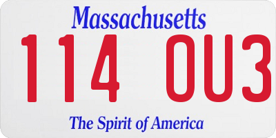MA license plate 114OU3