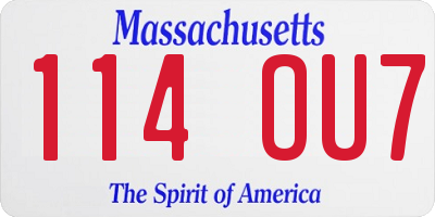 MA license plate 114OU7