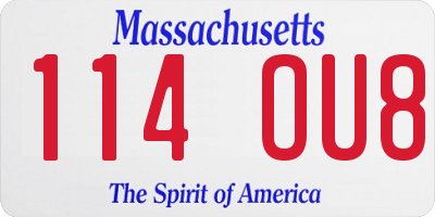 MA license plate 114OU8
