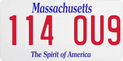MA license plate 114OU9