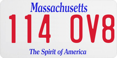 MA license plate 114OV8