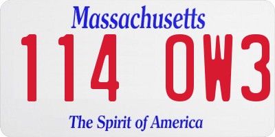 MA license plate 114OW3