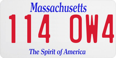 MA license plate 114OW4
