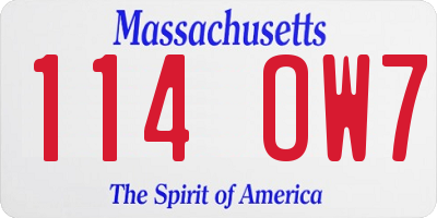 MA license plate 114OW7