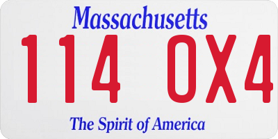 MA license plate 114OX4