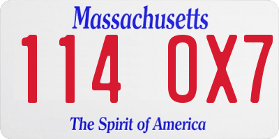 MA license plate 114OX7