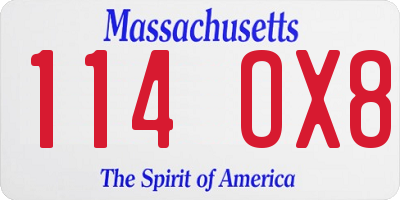 MA license plate 114OX8