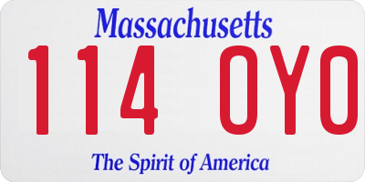 MA license plate 114OY0