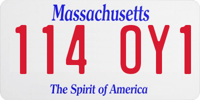 MA license plate 114OY1