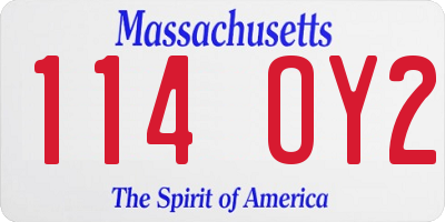 MA license plate 114OY2