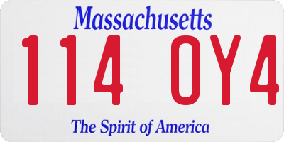 MA license plate 114OY4