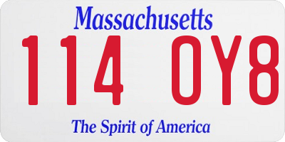 MA license plate 114OY8