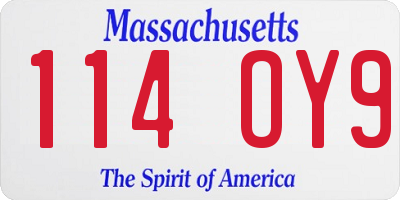 MA license plate 114OY9