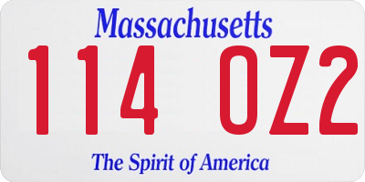 MA license plate 114OZ2