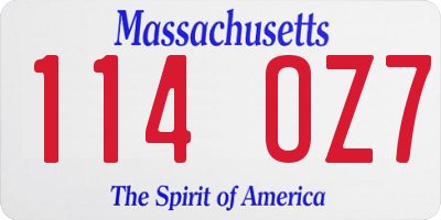 MA license plate 114OZ7