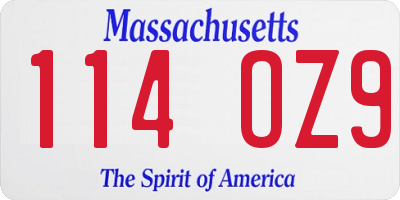 MA license plate 114OZ9