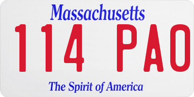 MA license plate 114PA0