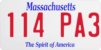 MA license plate 114PA3