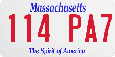 MA license plate 114PA7