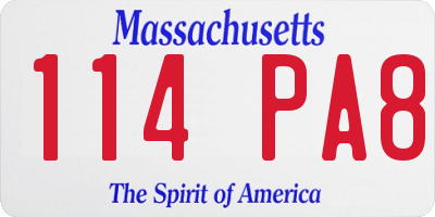 MA license plate 114PA8
