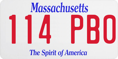 MA license plate 114PB0