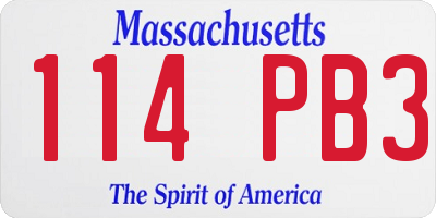 MA license plate 114PB3