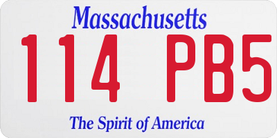 MA license plate 114PB5