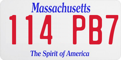 MA license plate 114PB7