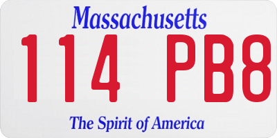 MA license plate 114PB8