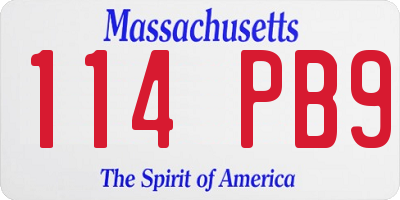 MA license plate 114PB9