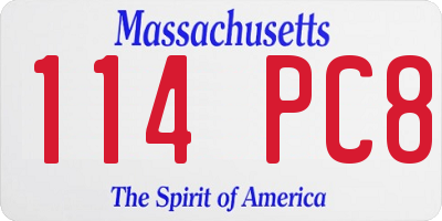 MA license plate 114PC8