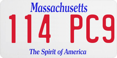 MA license plate 114PC9