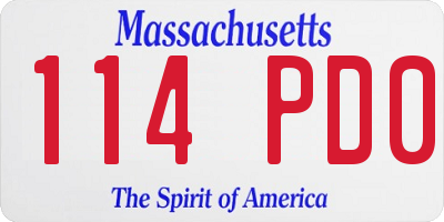 MA license plate 114PD0