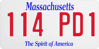 MA license plate 114PD1
