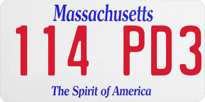 MA license plate 114PD3