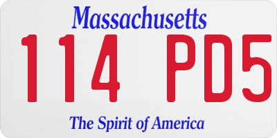 MA license plate 114PD5